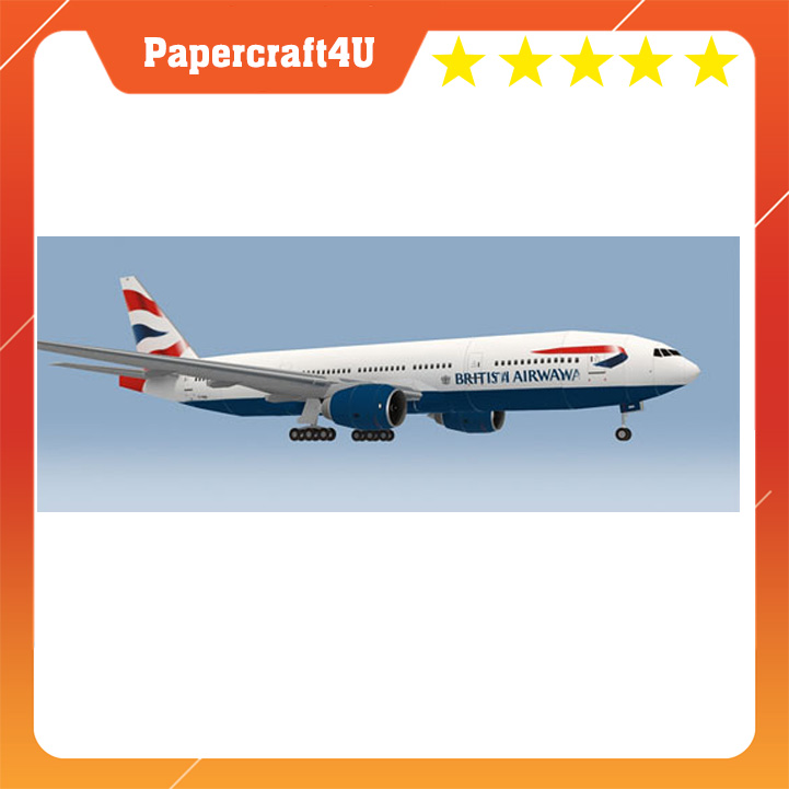 Mô hình giấy máy bay Boeing 777-200 British Airwayss tỉ lệ 1/150