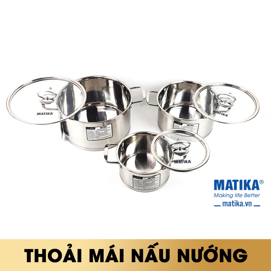 Bộ nồi inox 5 đáy,nồi inox cao cấp Matika MTK-C5 dùng được bếp từ,hiện đại-HÀNG CHÍNH HÃNG