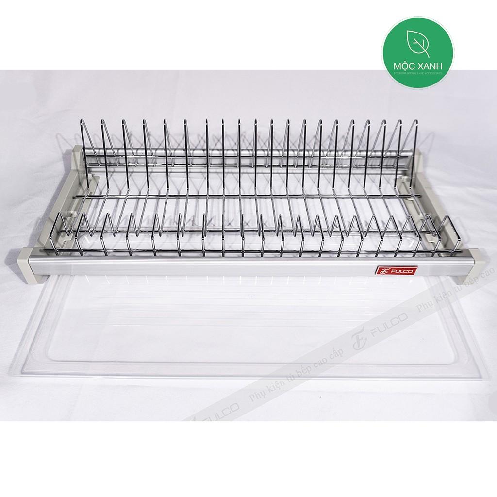 Giá bát đĩa Inox bóng cao cấp tủ trên nan tròn 2 tầng
