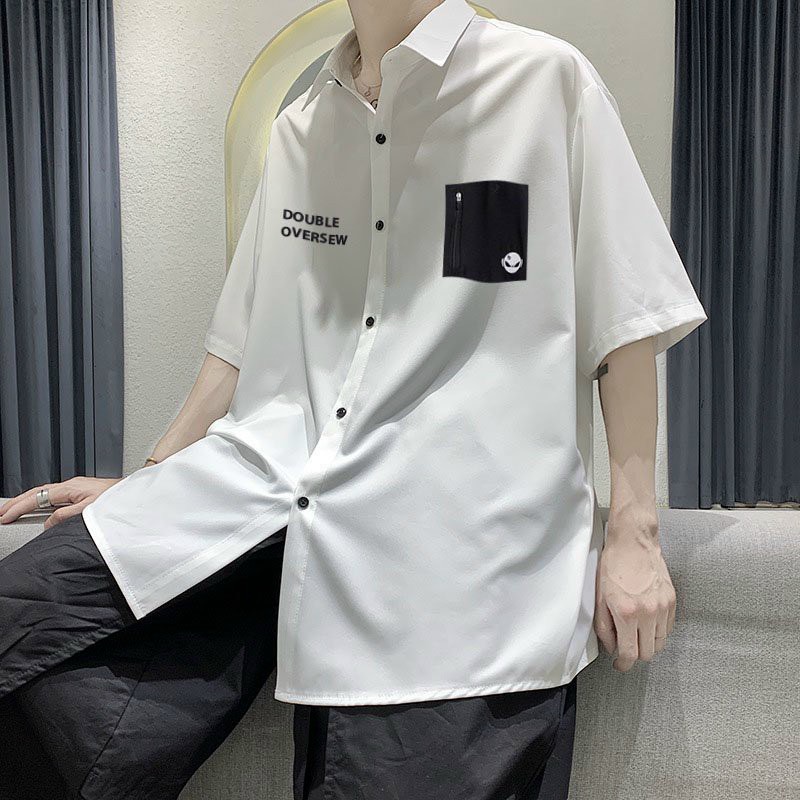 Áo Sơ Mi Tay Ngắn  Form Rộng Unisex Có Túi Áo Dễ Phối Đồ Chất Dày Dặn