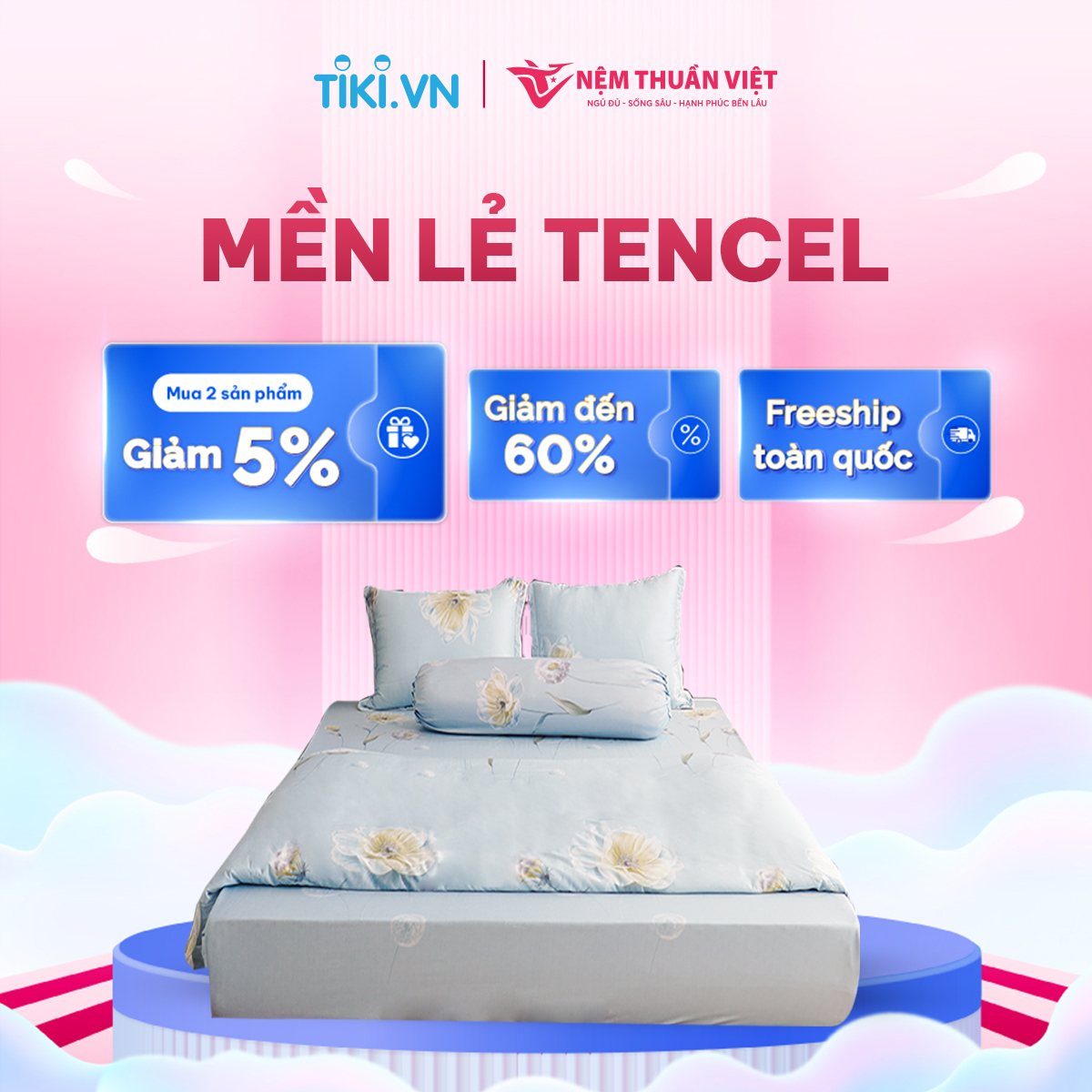 Chăn Mền Tencel Thuần Việt Cao Cấp - Xanh TC23 - Kích Thước 180x200