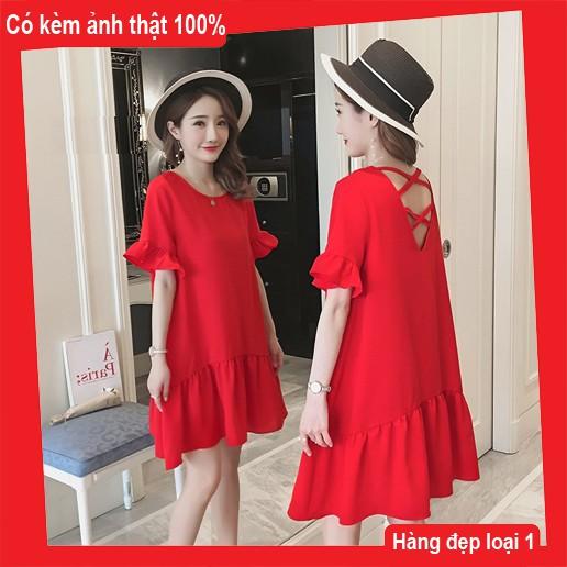 Đầm bầu đuôi cá dáng suông cho bà bầu