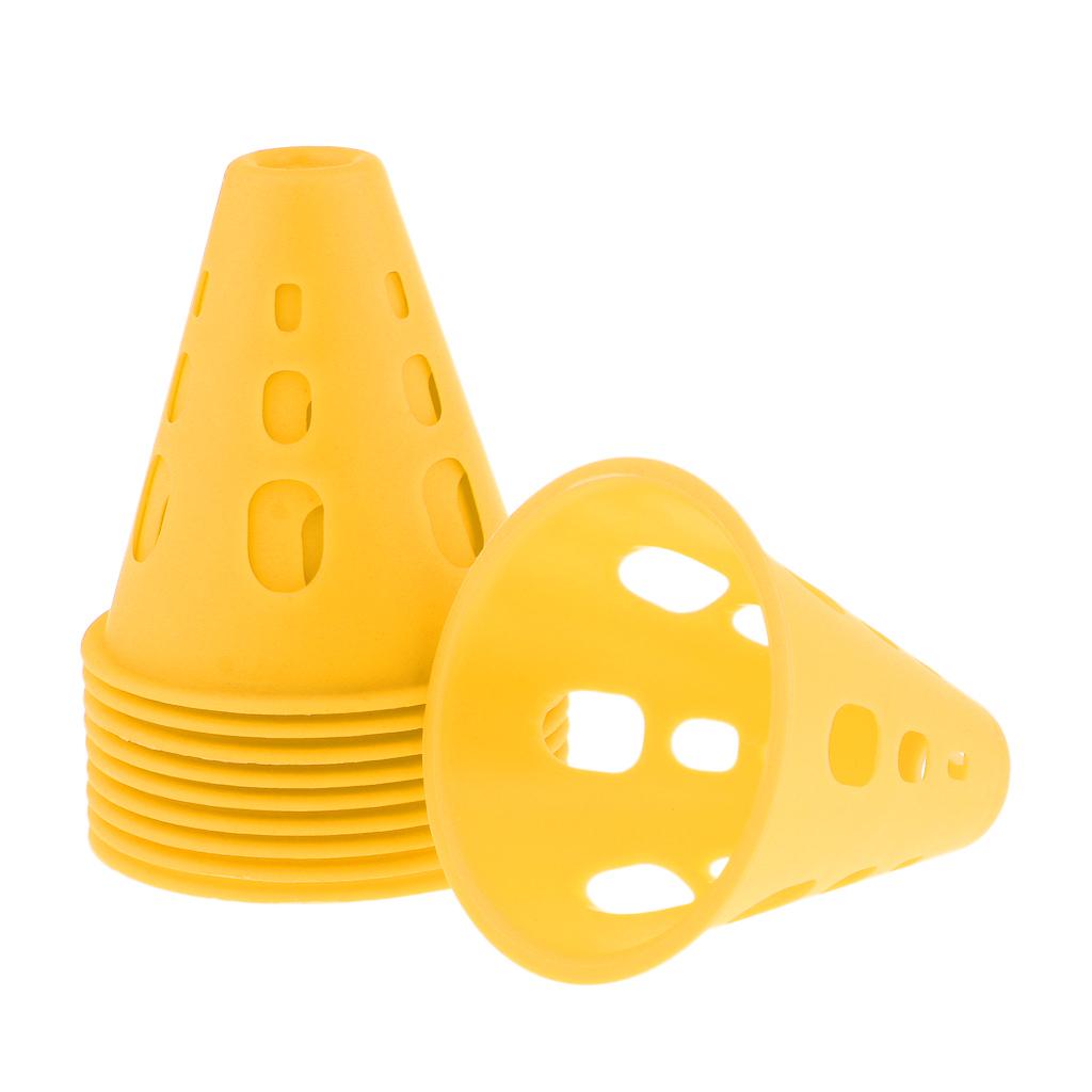 10pcs Plastic Windproof Roadblock Sport Training Traffic Road Cones Yellow