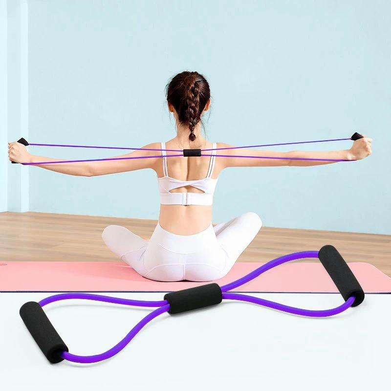 8 Word Fitness Yoga Yoga Band TPE Gum Kháng ban nhạc cao su Thể dục Thiết bị tập thể dục Mở rộng tập luyện tập thể dục Color: Purple