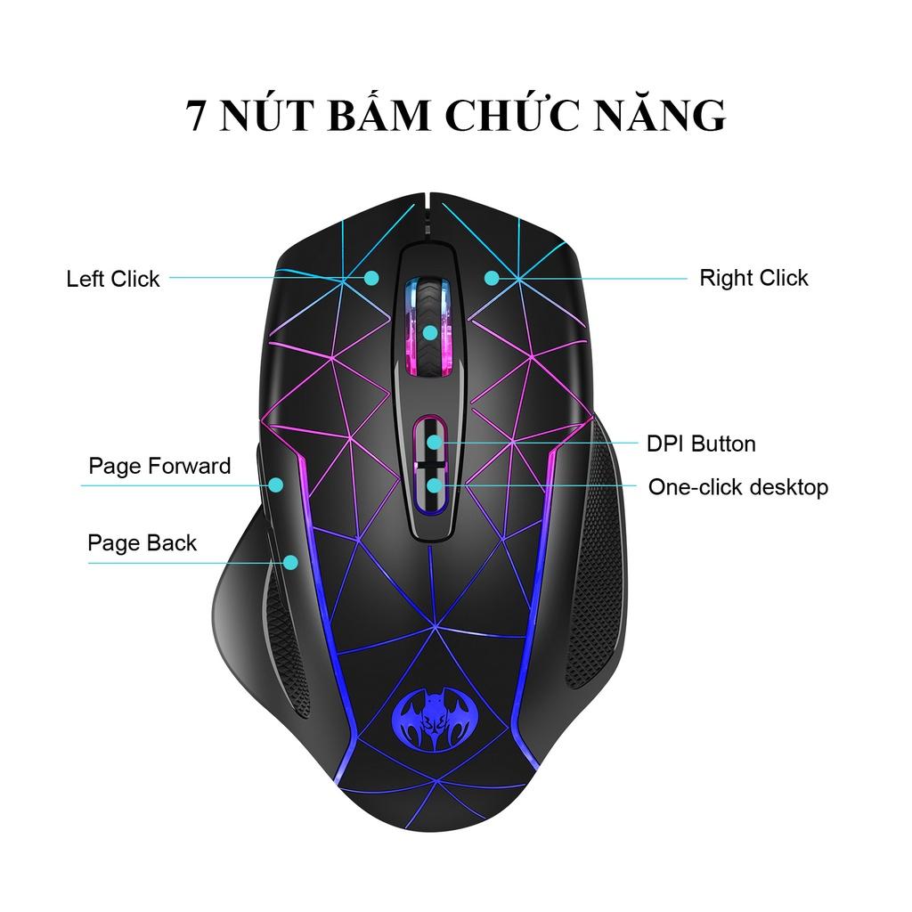 Chuột không dây gaming M30 3200DPI LED 7 màu pin tự sạc kết nối ổn định dùng được cho máy tính, Laptop, Tivi