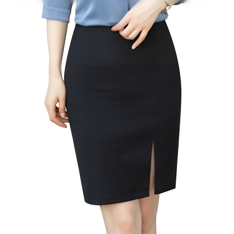 Chân Váy Công Sở Ngắn Xẻ Tà Trước CHIPY Dài Tới Gối Lưng Thun Cạp Cao Màu Đen Chất Umi Cao Cấp Co Giãn 4 Chiều MCV005
