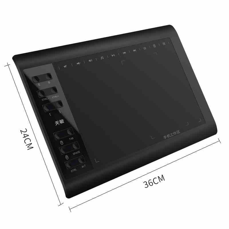 Bảng vẽ điện tử 10moons G10 cỡ 10x6 inch,cảm ứng lực 8192, bút không cần sạc pin tương thích Window, Mac và Android