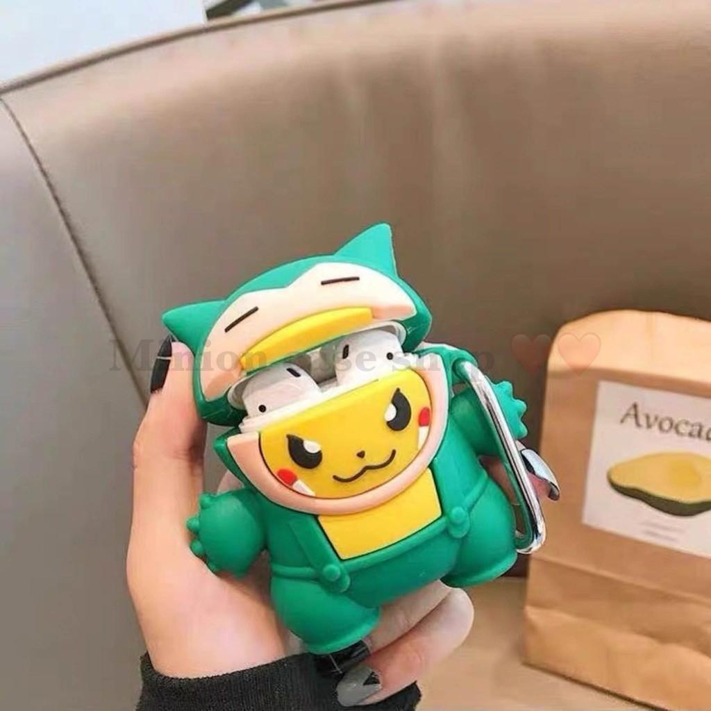 Bao Case Ốp dành cho airpod 1 và 2, tai nghe bluetooth i11,i12, i100, i9s... Snorlax silicon 3D cao cấp