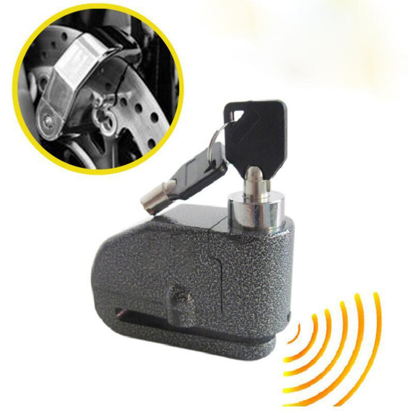 Disc Brake Lock Alarm with Alarm Sound Security w/ Reminder Cable Black