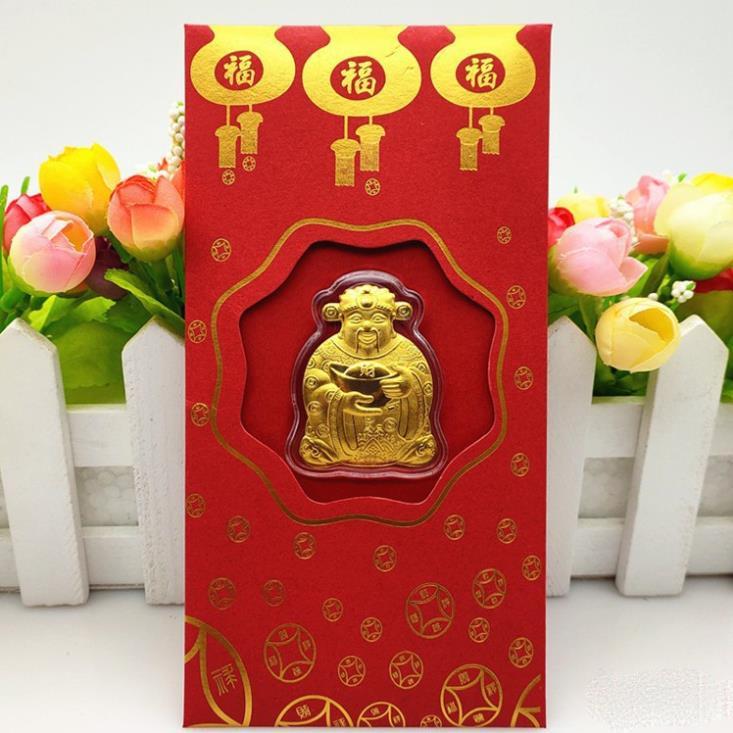 Bao Lì Xì Thần Tài Mạ Vàng 24K - Bao Lì Xì May Mắn Rước Tài Lộc