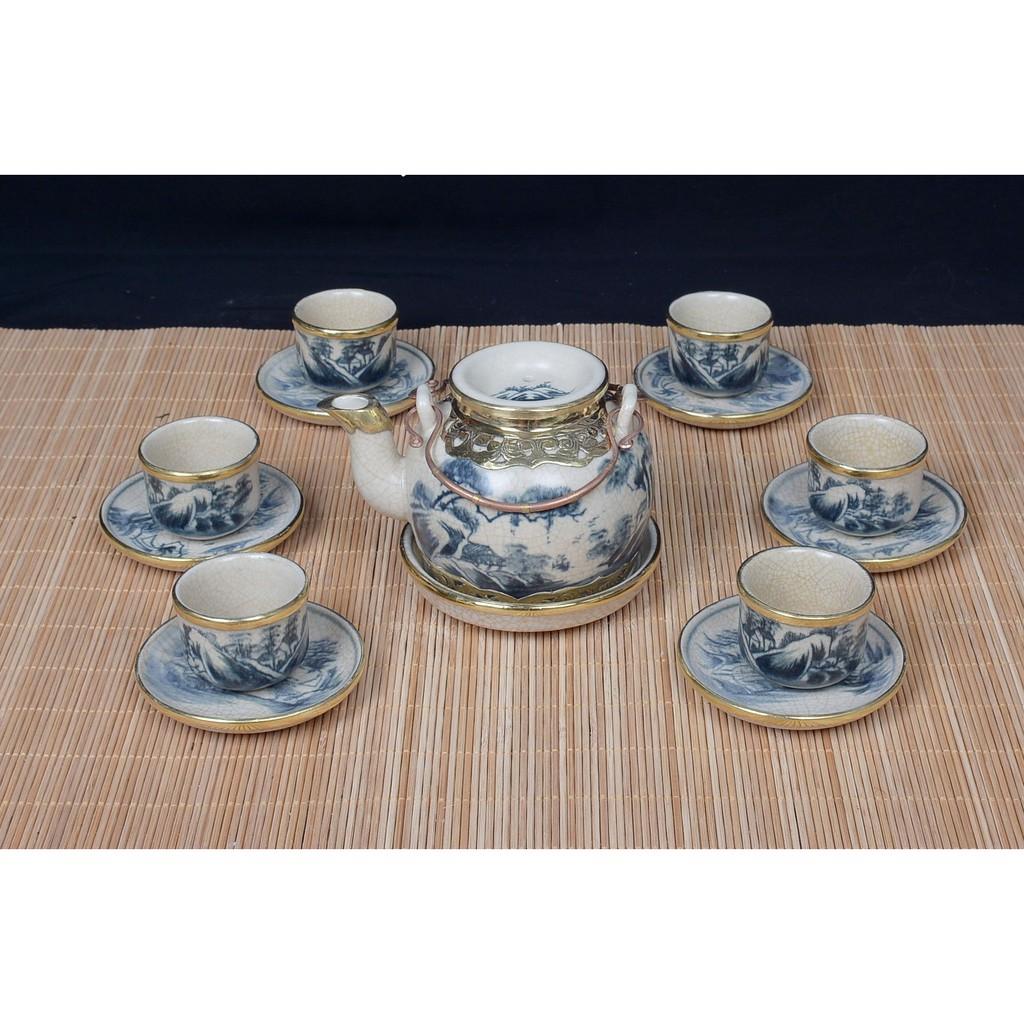 Bộ ấm chén men rạn gốm sứ Bát Tràng