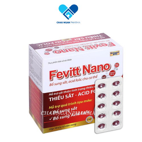 Viên uống bổ máu Fevitt Nano HDPHARMA bổ sung Sắt hữu cơ, Acid Folic - 30 viên 