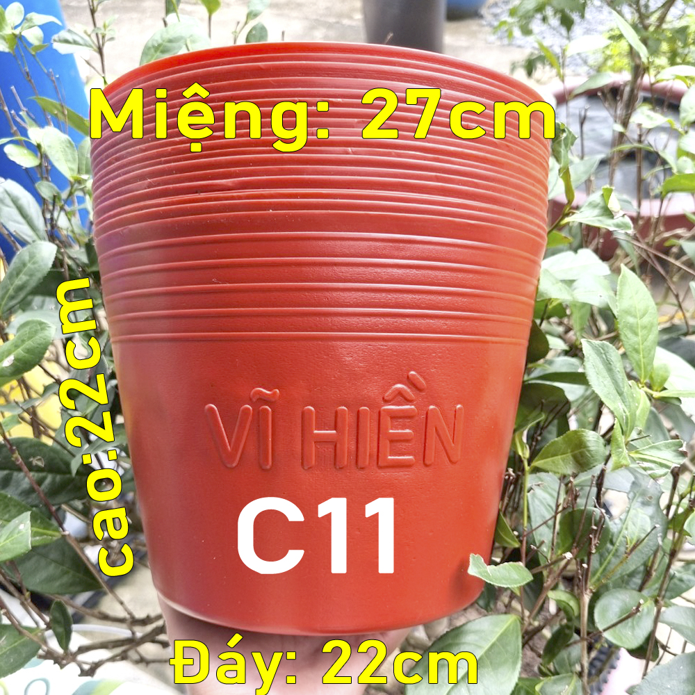 100 Chậu Nhựa Đỏ C11 Miệng,cao,đáy 27x22x22cm trồng cây ăn trái và hoa siêu bền-77702