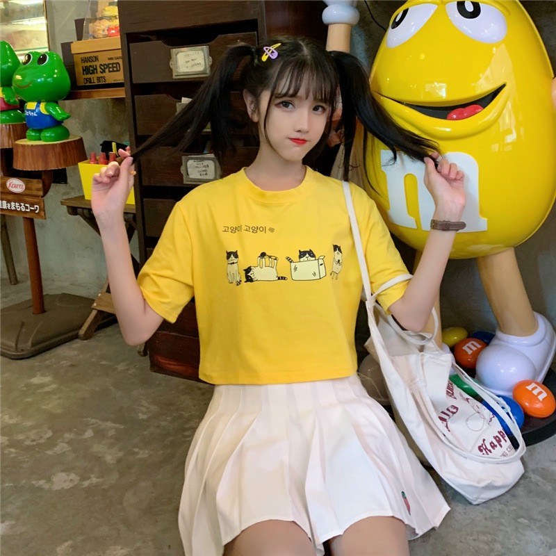 Áo Croptop Vải Citi Mèo Đáng Yêu - CR10