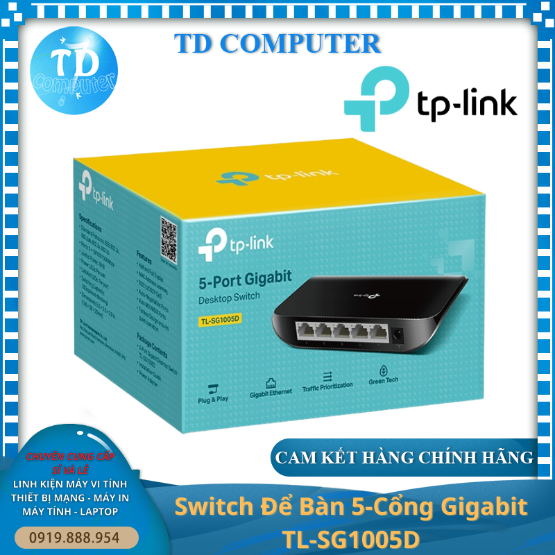 Hình ảnh Thiết bị chia mạng TP-Link TL-SG1005D (Gigabit (1000Mbps)/ 5 Cổng/ Vỏ Nhựa) - Hàng chính hãng FPT phân phối