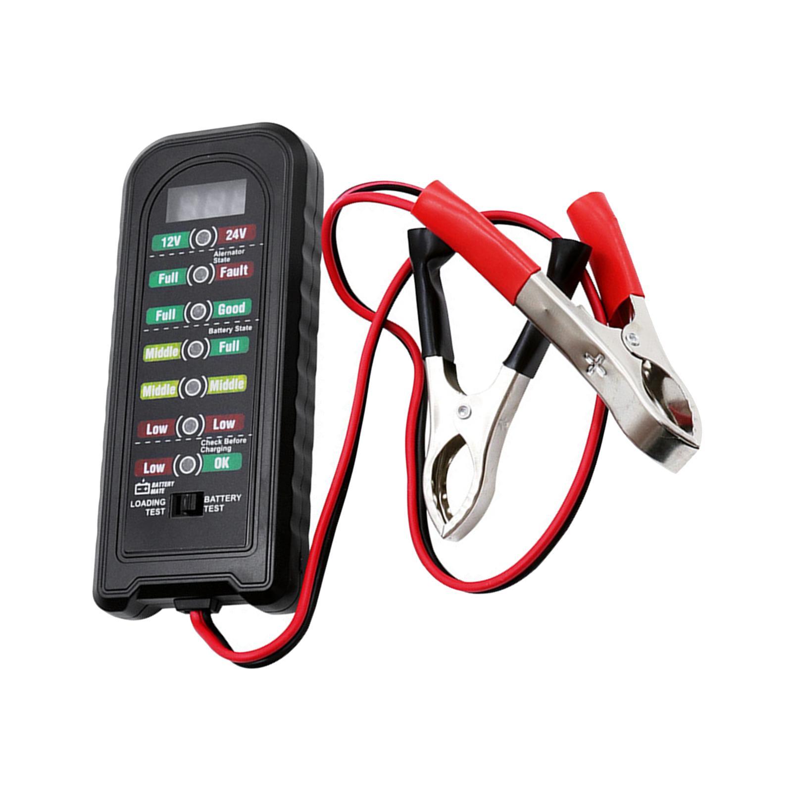 Car Battery Tester Auto Tester Tool Automotive Load Tester Indicator 12V 24V Car Battery Analyzer Premium Durable High Performance
