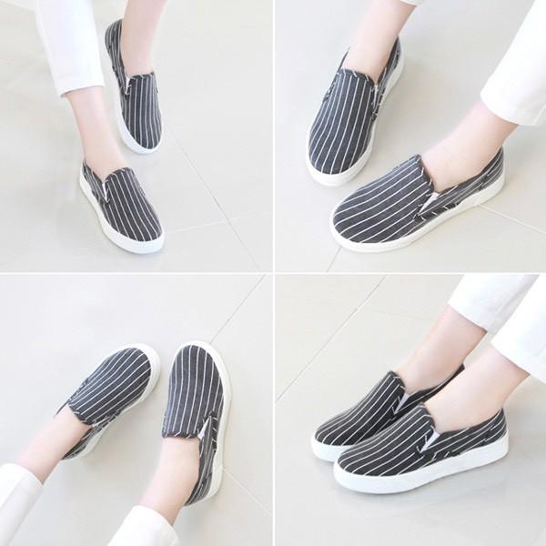 Giày slip on sọc dọc thời trang Sovo