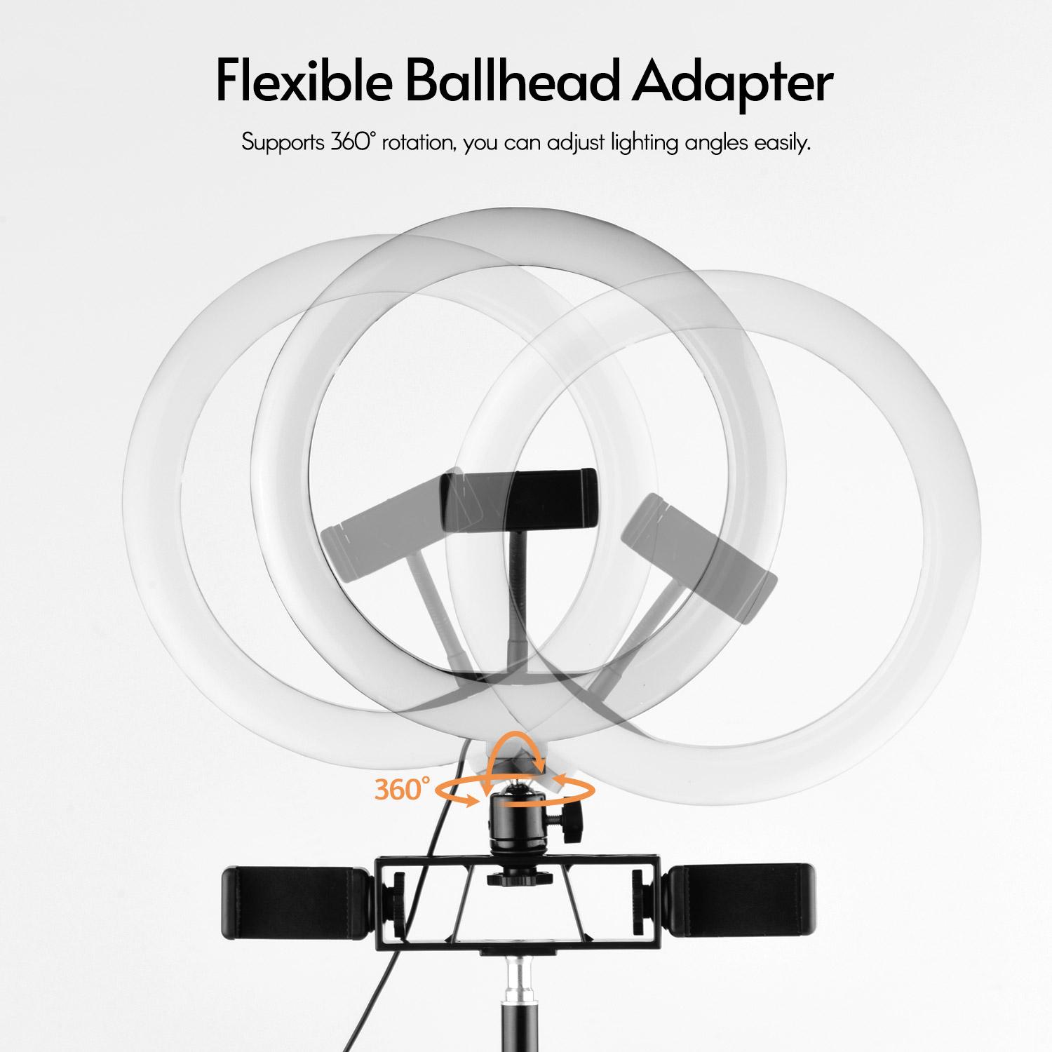 10 Inch Ring Light Selfie Beauty LED Light USB Photography Light 3 Lighting Modes Dimmable with 3pcs Phone Holders +