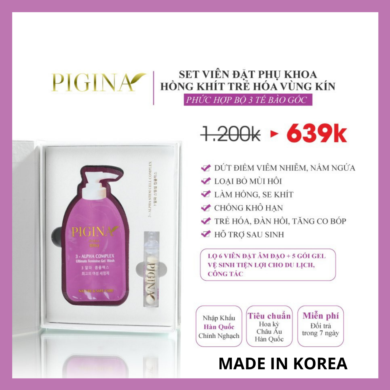 VIÊN ĐẶT PHỤ KHOA TỐT NHẤT VIÊN ĐĂT SE KHÍT PIGINA KOREA