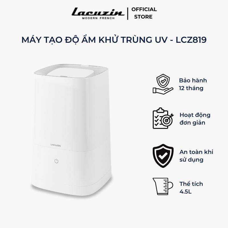 Máy tạo độ ẩm Lacuzin khử trùng UV 4,5ℓ - UV ULTRASONIC HUMIDIFIER - LCZ819 - Hàng chính hãng Lacuzin