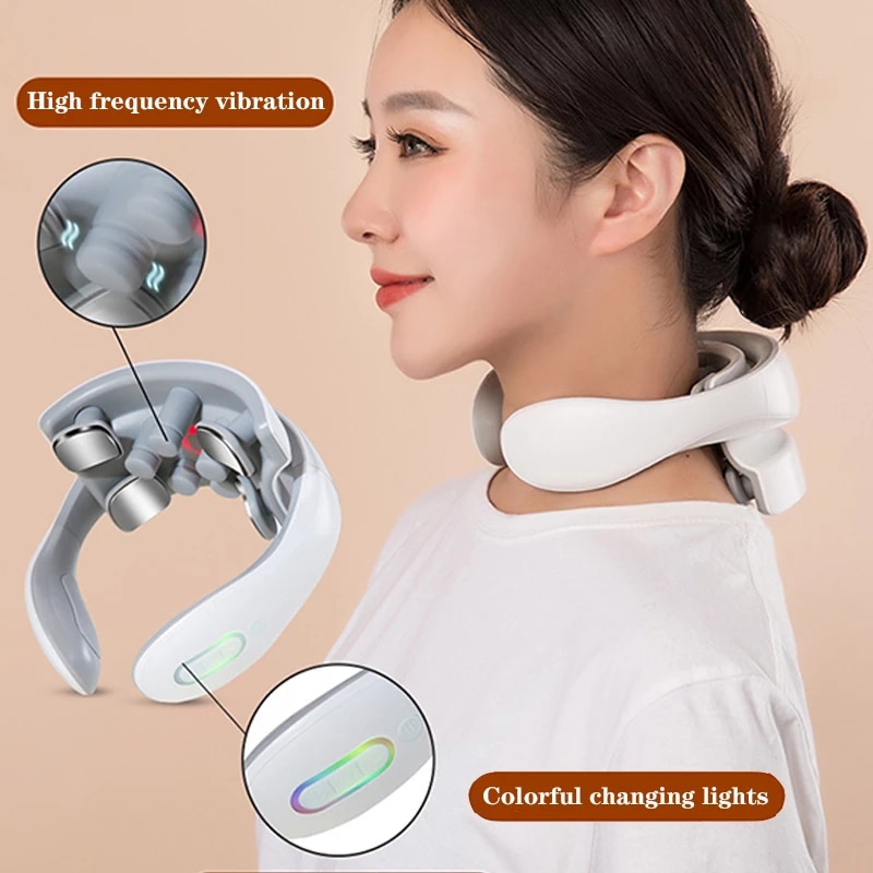 Máy Massage Cổ Gáy Cao Cấp Chườm Nóng Hồng Ngoại, Đấm Bóp Cơ Học, Châm Cứu Xung Điện