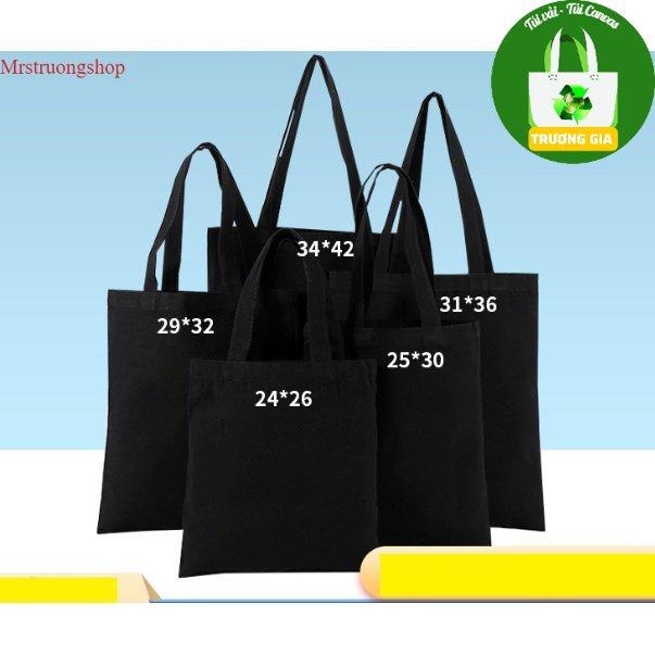 Túi Vải màu đen dây quai xách cầm tay đeo vai phù hợp học sinh Trương Gia Túi Vải - Túi Canvas - 33cmx26cm