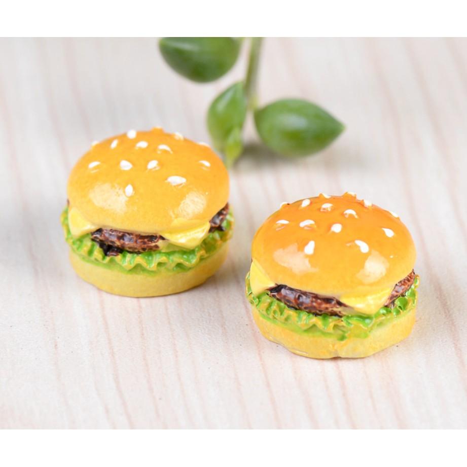 Chuyên Charm * Combo 02 charm Mô hình bánh hamburger trang trí nhà búp bê, tiểu cảnh và bonsai