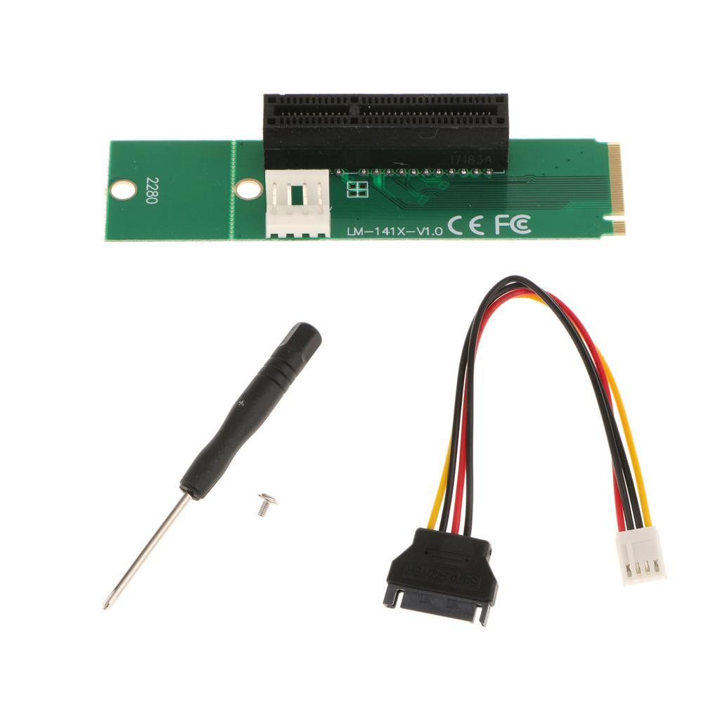 M.2 Key-M NGFF to PCI-E 1x 4x Adapter Converter Card with SATA Power Cable