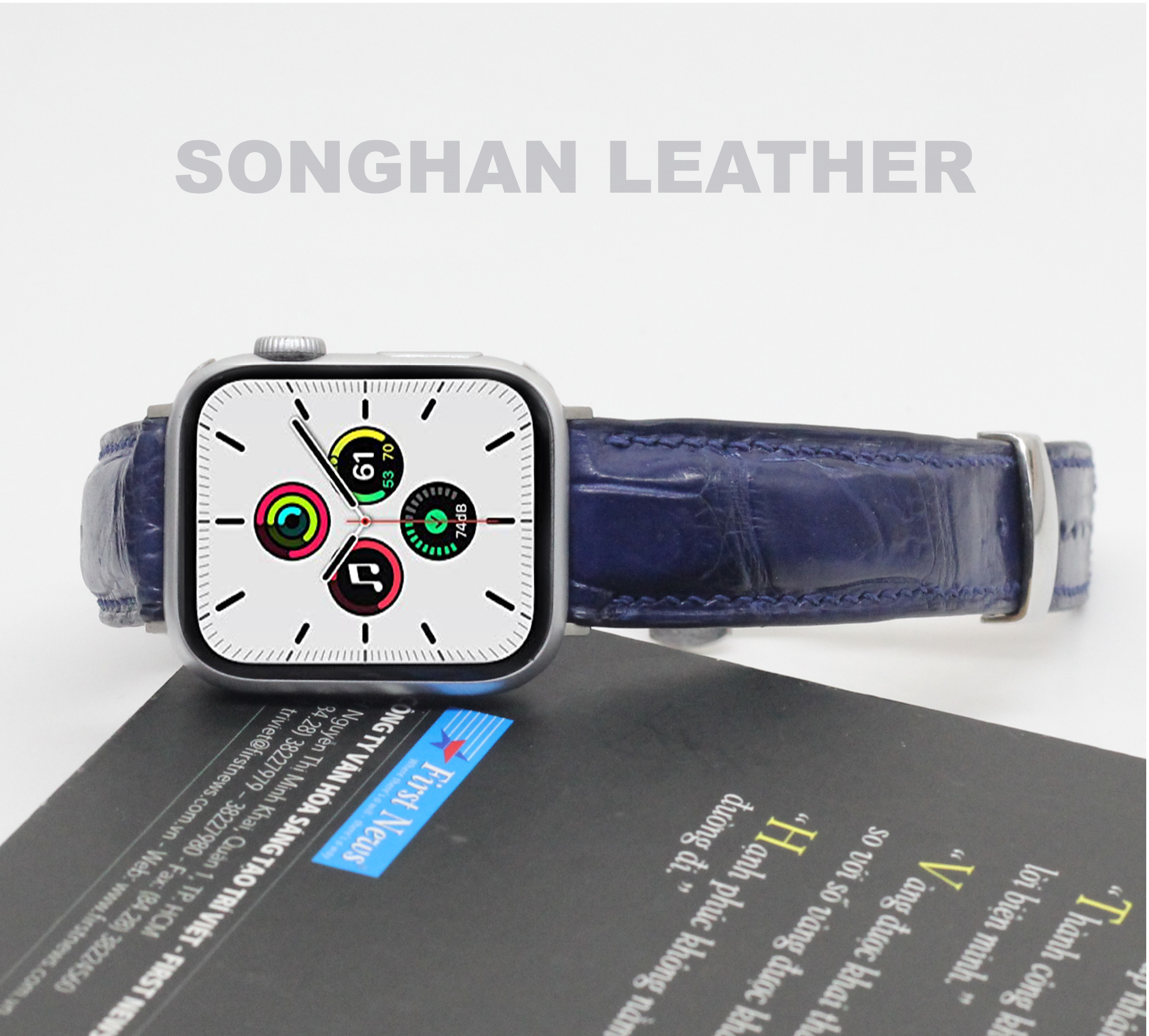 [Cá Sấu Vân Đốt Tre Khóa Gập] Dây Đeo Thay Thế Dành Cho Apple Watch Da Cá Sấu Cao Cấp, Dây Da Apple Watch Series 2,3,4,5,6,7 Size 38mm,40mm,41mm,42mm,44mm,45mm Hàng Chính Hãng Songhan Leather