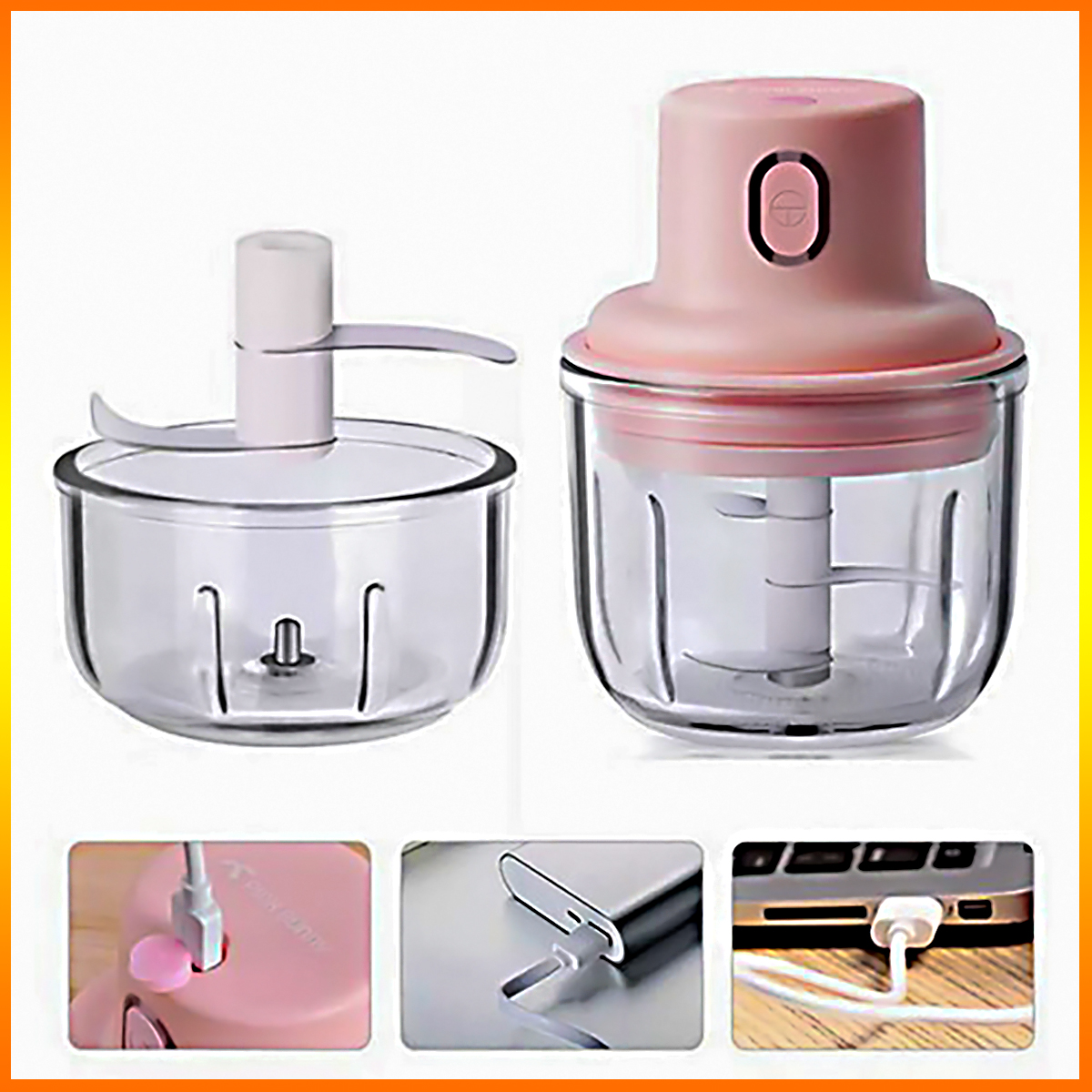 Máy xay tỏi ớt tích điện mini có cổng sạc usb - đa năng thể tích 250ml dễ dàng sử dụng