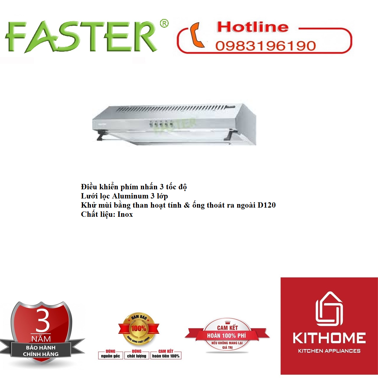 Máy Hút Mùi Faster FS-2060S - Hàng chính hãng