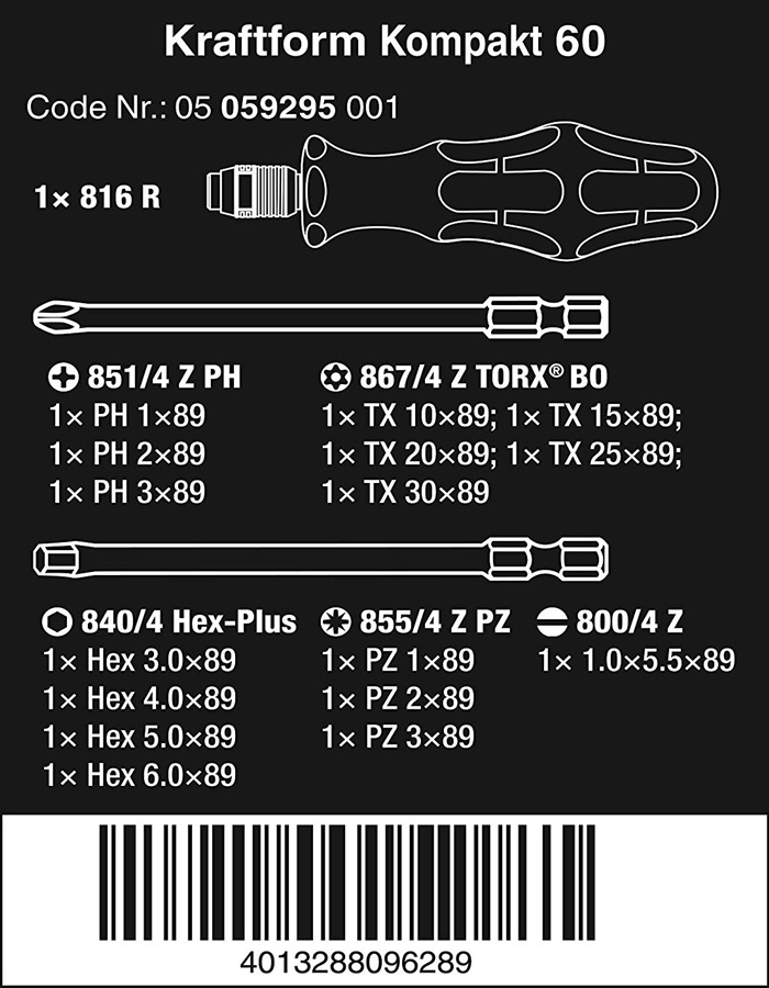 Bộ dụng cụ Wera kraftform kompakt 60 mã 05059295001 gồm 17 cái