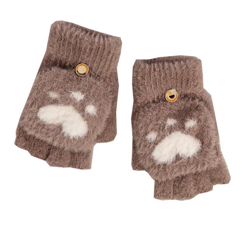 Giá thấp nhất mùa thu và mùa đông mới móng vuốt mèo tình yêu găng tay sinh viên ấm áp toàn tay găng tay dệt kim trò chơi găng tay màn hình cảm ứng