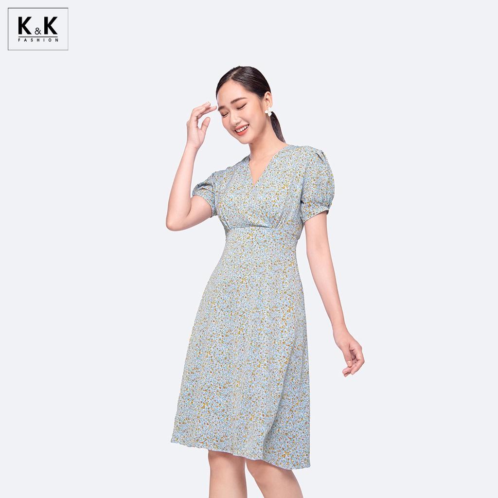 Đầm Hoa Nhí Nhấn Eo Cao K&amp;K Fashion KK115-25 Chất Liệu Lụa Sophia