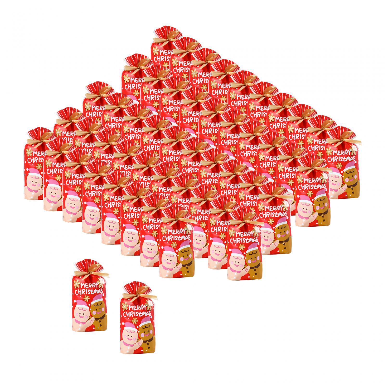 50Pcs Gift Bags Gift Wrapping Bags Christmas Present Bags Xmas Party Favors Reusable Christmas Theme Storage Bags Cookie Bags