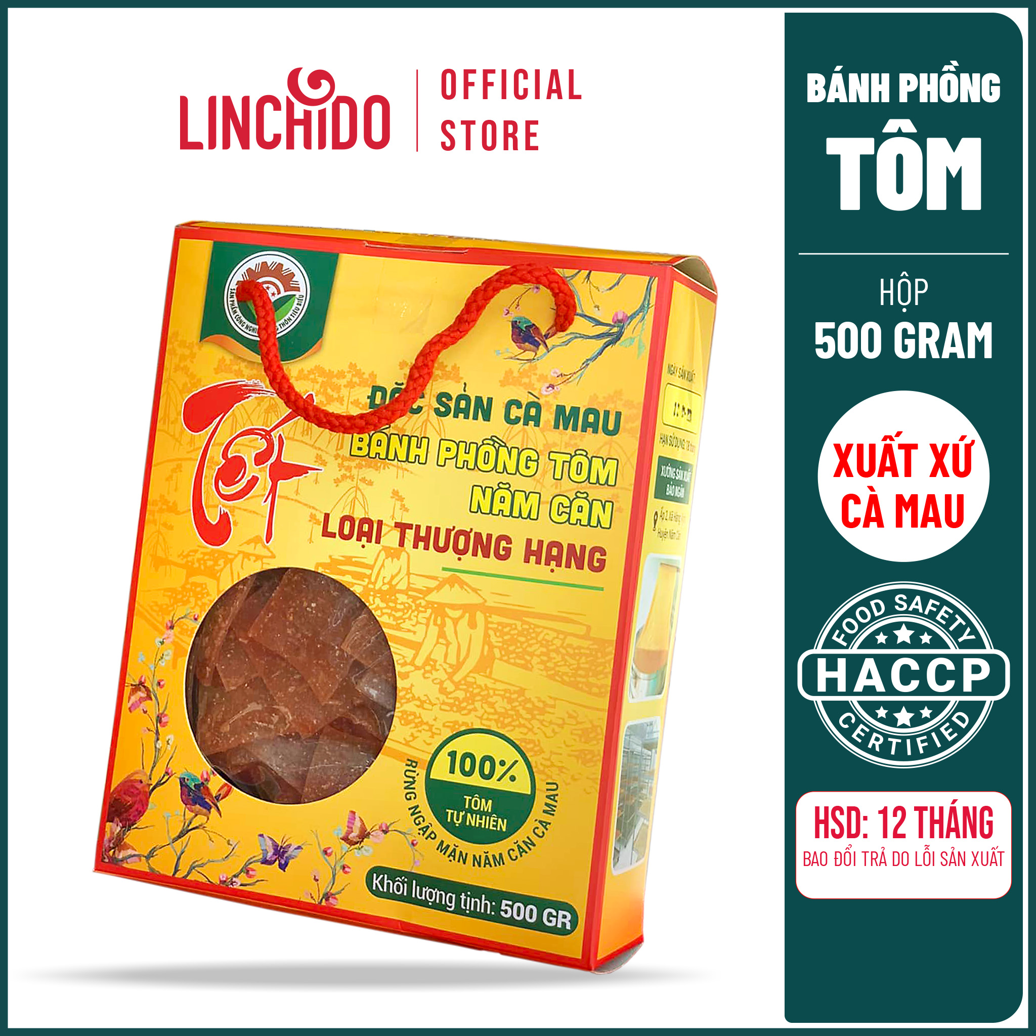 Đặc sản Cà Mau - Bánh Phồng Tôm Năm Căn - Loại Thượng Hạng ( Hộp 500 GRAM )