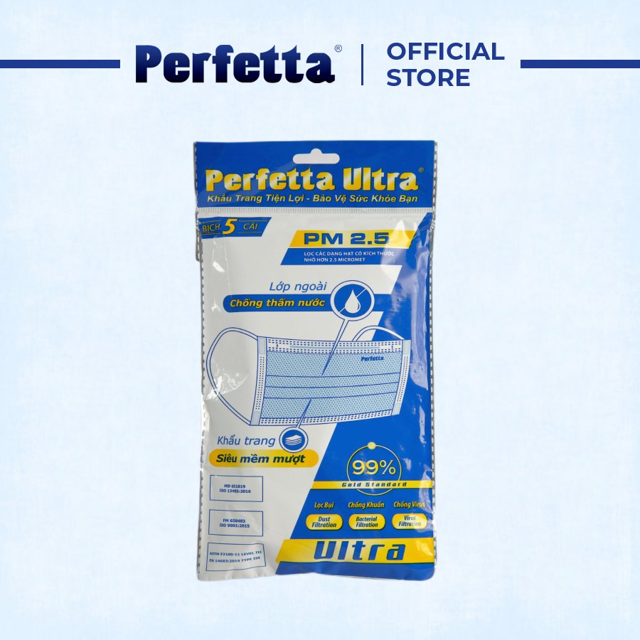 Khẩu trang y tế 4 lớp Perfetta Ultra (Bịch) - Giao màu ngẫu nhiên