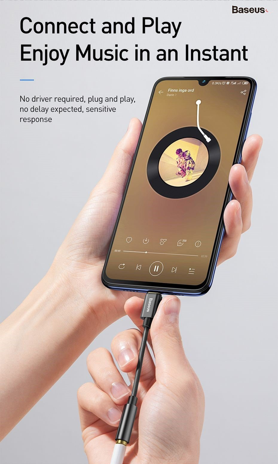 Đầu chuyển Type C sang Audio AUX 3.5mm Baseus L54 -Hàng Chính Hãng