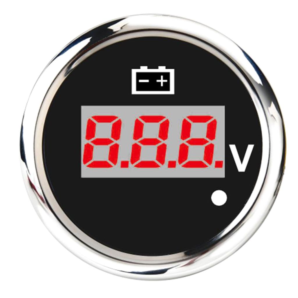 2'' 52mm Waterproof Voltage Meter Red LED for DC 12V-24V Car Motorcycle Auto