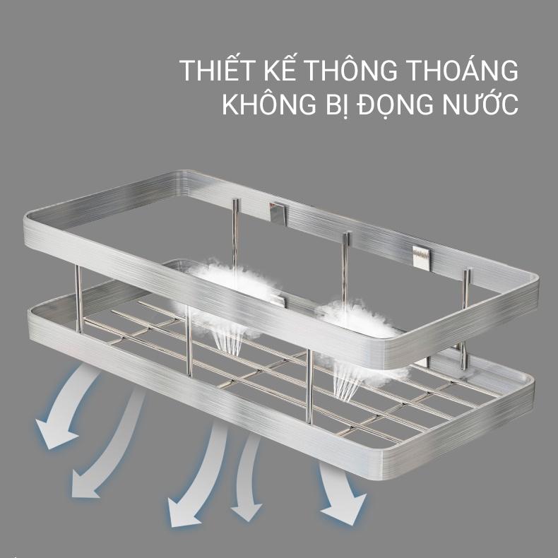 Kệ gia vị Inox 304 dán tường gạch men Kệ để đồ nhà tắm, nhà bếp kèm keo dán và đinh ốc