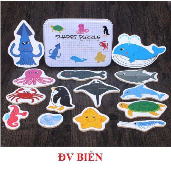 Đồ Chơi Ghép Hình Puzzle 2 Mảnh Phát Triển Sớm Cho Bé - Hộp Sắt Nhiều Chủ Đề Tự Chọn - DC262