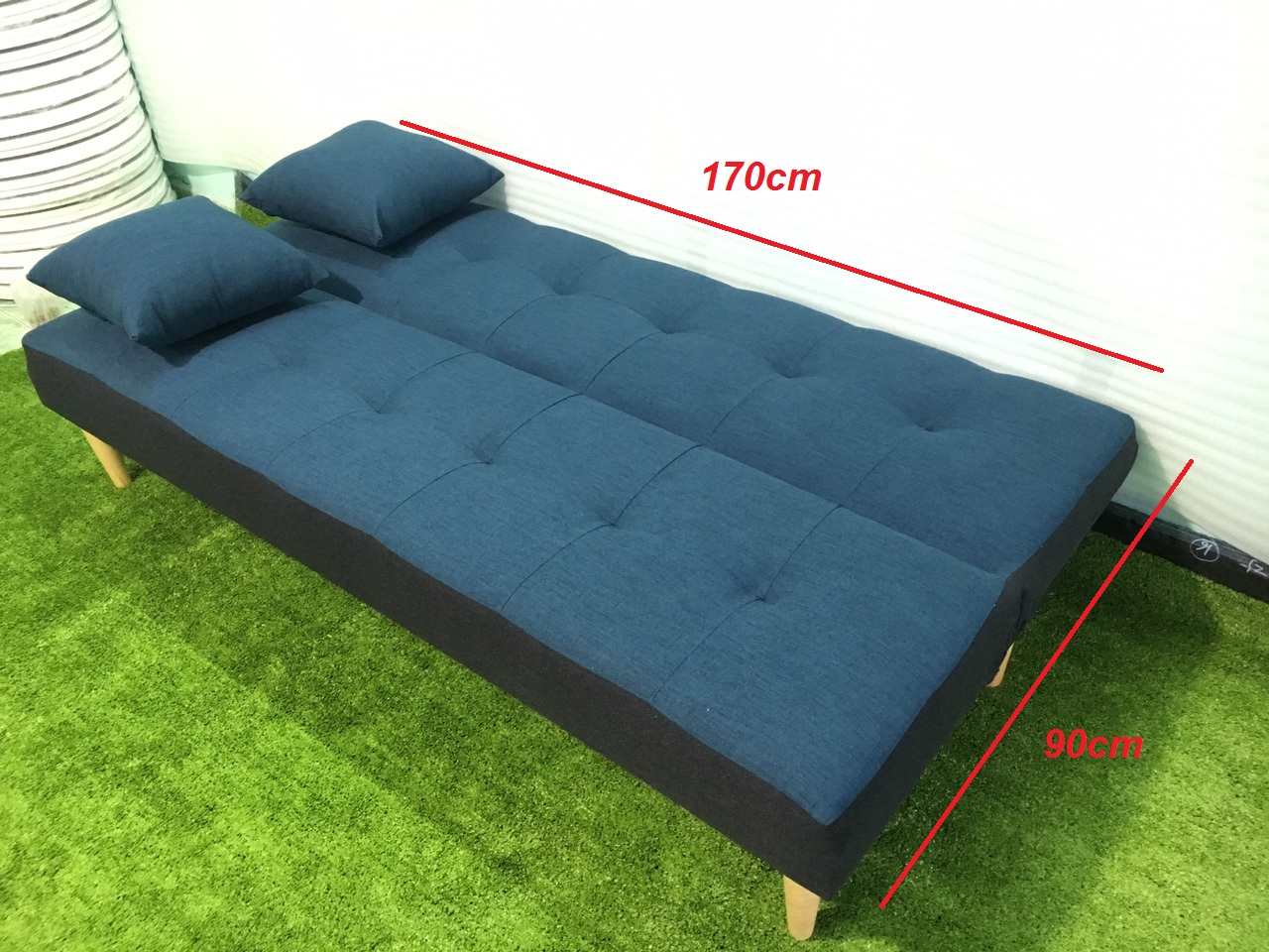 Bộ sofa bed xanh viền đen bố XVDB 1m7x90, sofa giường phòng khách, salon, sopha, sa lông, sô pha