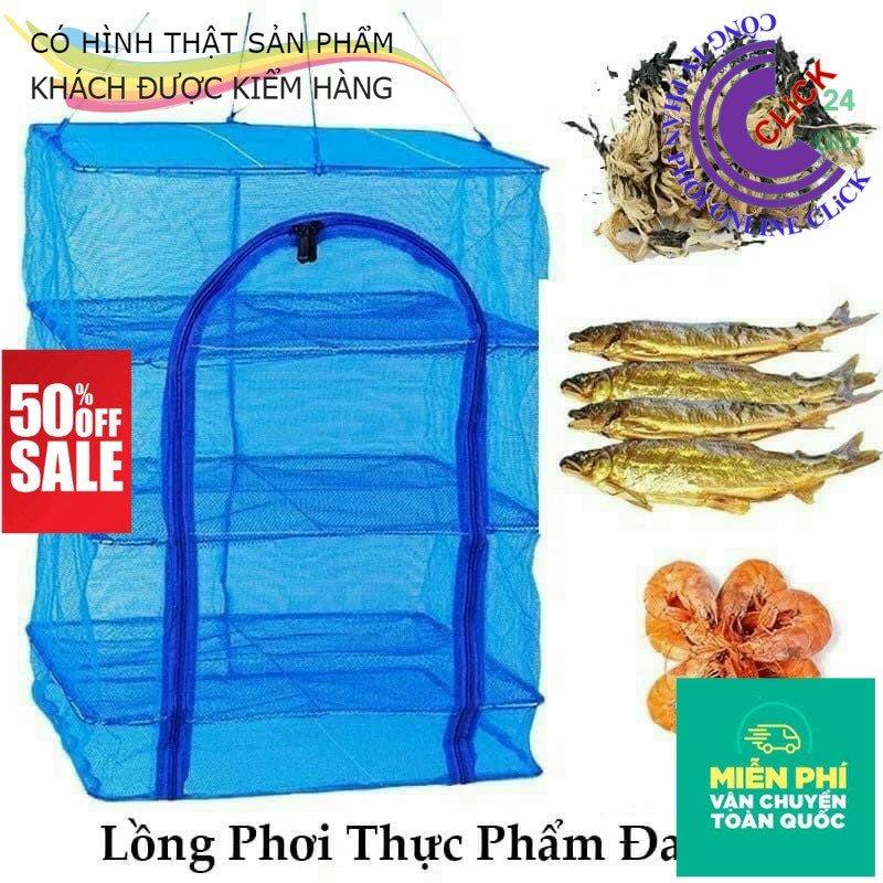 Lồng Lưới Phơi Thực Phẩm, Phơi Khô, Rau Củ Tránh Ruồi Chống Côn Trùng 4 Tầng Xếp Gọn - Hàng Cao Cấp