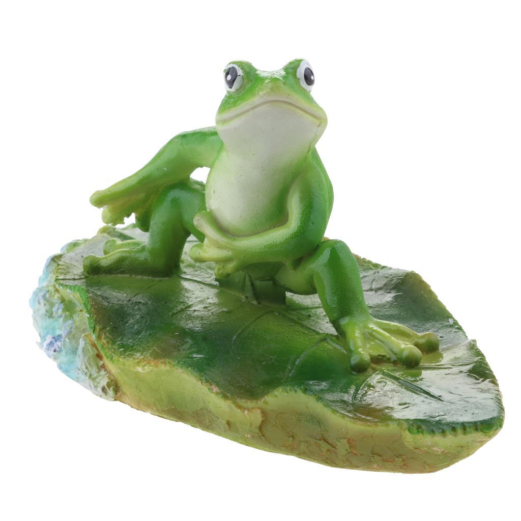 Summer Water Surffing Lotus Leaf Frog Statue Ornament Bathtub Animal