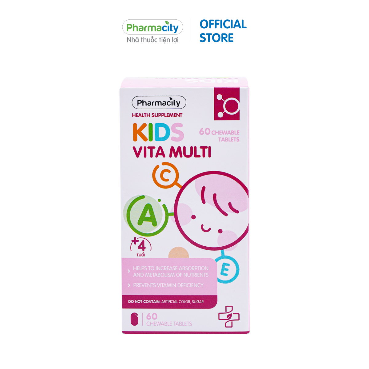 Viên nhai hỗ trợ bổ sung vitamin và khoáng chất cho trẻ em Pharmacity Kids Vita Multi (Hộp 60 viên)