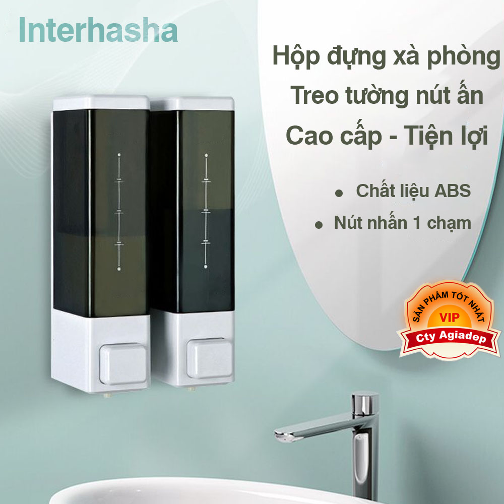 Bộ Hộp đôi đựng dầu gội sữa tắm intehasa + băng siêu dính dán tường không cần khoan