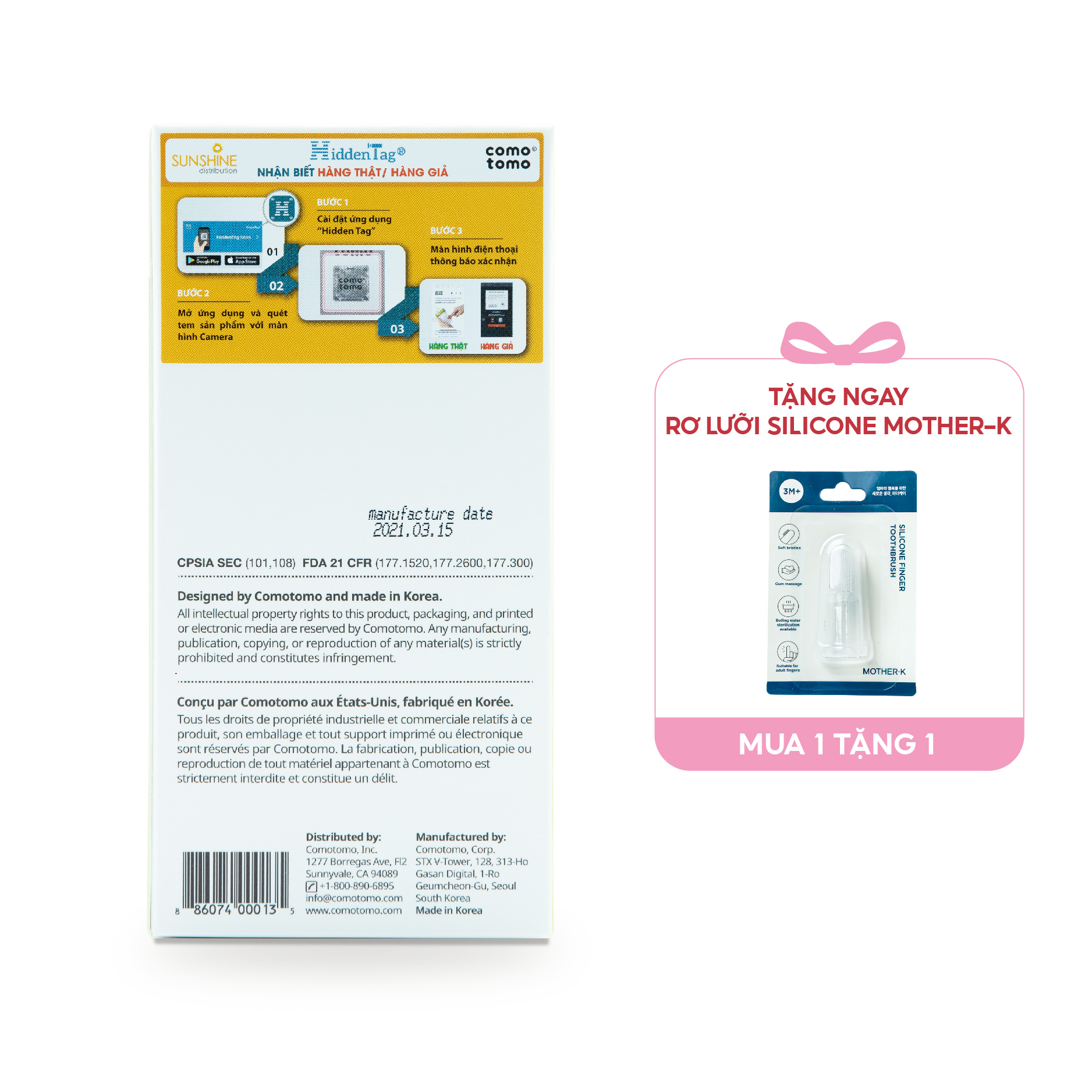 Bình sữa silicone Comotomo 250ml - Xanh Tặng Rơ lưỡi Silicone Mother-K Hàn Quốc