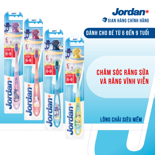 Combo 4 Bàn chải đánh răng Jordan Step 3(6-9 tuổi), Lông mềm