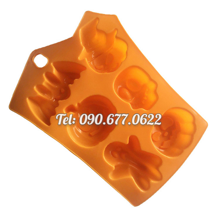 Khuôn silicone làm bánh, rau câu, socola 6 hình Halloween – Mã số 1495