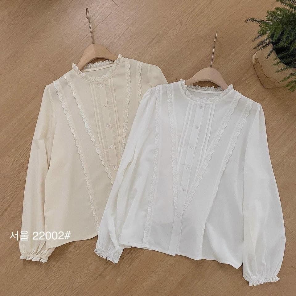 Áo sơ mi nữ kiểu hàn quốc phối viền ren